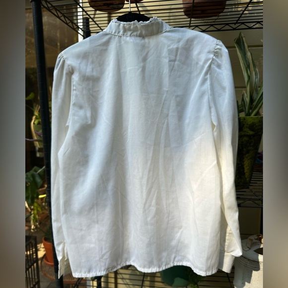 LAUREN LEE Vintage Elegant White Ruffled Blouse 1980’s EXCELLENT condition SizeM - Picture 11 of 12